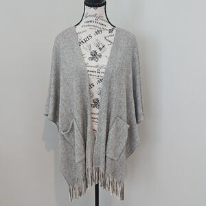 Kelly & Katie Light Gray Fringe Poncho